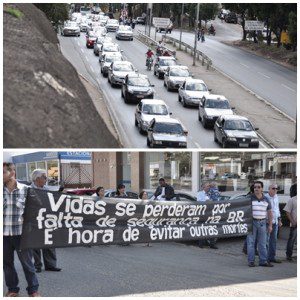 Moradores dos bairros Esplanada e Santa Zita se manifestaram com faixas e carreata