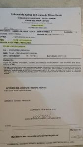 Mandado expedido pelo juiz para que Felipe fosse preso