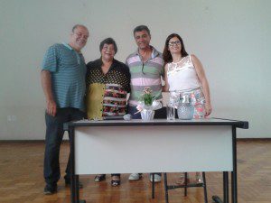 Prefeito Bó, Marilene e os representantes das secretarias de Esporte e Educação