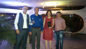 Professor Cláudio Leitão, jornalista Miriam Leitão e convidados