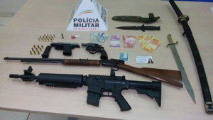 Armas apreendidas pela PM